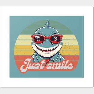 Funny shark invite you to smile Posters and Art